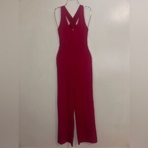 Crystal Sky Red Criss Cross Back Wide Leg Jumpsuit XS
